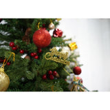 Set brad artificial de Craciun si elemente decorative, decorat cu conuri pin rosii, inaltime 210 cm, diametru 137 cm, 1172 ramuri, Flippy, verde, suport metalic inclus - vivimall.ro