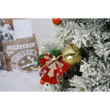 Set brad artificial de Craciun si elemente decorative, nins, decorat cu conuri pin, pentru interior/exterior, inaltime 210 cm, diametru 131 cm, 630 ramuri, Flippy, alb/verde, suport metalic inclus - vivimall.ro