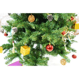 Set brad artificial de Craciun si elemente decorative, nins, decorat cu conuri pin, pentru interior/exterior, inaltime 210 cm, diametru 131 cm, 630 ramuri, Flippy, alb/verde, suport metalic inclus - vivimall.ro