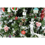 Set brad artificial de Craciun si elemente decorative, nins, decorat cu conuri pin, pentru perete/colt, inaltime 210 cm, diametru 149 cm, 1224 ramuri, Flippy, verde, suport metalic inclus - vivimall.ro