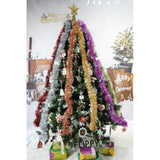 Set brad artificial de Craciun si elemente decorative, nins, decorat cu conuri pin, pentru perete/colt, inaltime 210 cm, diametru 149 cm, 1224 ramuri, Flippy, verde, suport metalic inclus - vivimall.ro