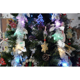 Set brad artificial de Craciun si elemente decorative, nins, decorat cu conuri pin, pentru perete/colt, inaltime 210 cm, diametru 149 cm, 1224 ramuri, Flippy, verde, suport metalic inclus - vivimall.ro