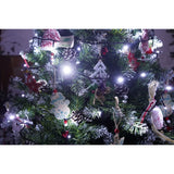 Set brad artificial de Craciun si elemente decorative, nins, decorat cu conuri pin, pentru perete/colt, inaltime 210 cm, diametru 149 cm, 1224 ramuri, Flippy, verde, suport metalic inclus - vivimall.ro