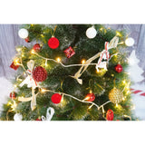 Set brad artificial de Craciun si elemente decorative tip pin inzapezit tip 2, inaltime 150 cm, diametru 85 cm, 160 ramuri cu ace 3D 12 cm, Vivimall, verde cu varfuri, ninse, suport metalic inclus - vivimall.ro