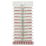 Bratara Martisor pentru Dama, Jolie, Model 3 Stele, Set 12 bucati, Pandativ Argintiu din Inox cu Elemente Multicolore, Snur Alb/Rosu - vivimall.ro