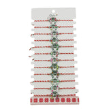 Bratara Martisor pentru Dama, Jolie, Model Potcoava, Set 12 bucati, Pandativ Argintiu din Inox cu Snur Alb-Rosu Ajustabil - vivimall.ro