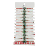 Bratara Martisor pentru Dama, Jolie, Model Floare, Set 12 bucati, Pandativ Argintiu din Inox cu Snur Alb-Rosu Ajustabil - vivimall.ro