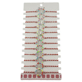 Bratara Martisor pentru Dama, Jolie, Model Copac, Set 12 bucati, Pandativ Argintiu din Inox cu Elemente Multicolore, Snur Alb/Rosu - vivimall.ro