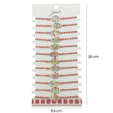 Bratara Martisor pentru Dama, Jolie, Model Floare, Set 12 bucati, Pandativ Argintiu din Inox cu Elemente Multicolore, Snur Alb/Rosu - vivimall.ro