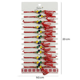 Martisor Bratara cu Ciucure pentru Dama, Jolie, Model Trifoi Colorat, Set 12 bucati, Pandativ din Inox, Snur Reglabil, Rosu/Alb - vivimall.ro