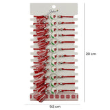 Martisor Bratara cu Ciucure pentru Dama, Jolie, Model Floare Alba, Set 12 bucati, Pandativ din Inox, Snur Reglabil, Rosu/Alb - vivimall.ro