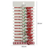 Martisor Bratara cu Ciucure pentru Dama, Jolie, Model Inima cu Ghiocel, Set 12 bucati, Pandativ din Inox, Snur Reglabil, Rosu/Alb - vivimall.ro