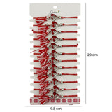 Martisor Bratara cu Ciucure pentru Dama, Jolie, Model Doua Inimi, Set 12 bucati, Pandativ din Inox cu Piatra, Snur Reglabil, Rosu/Alb - vivimall.ro