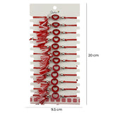 Martisor Bratara cu Ciucure pentru Dama, Jolie, Model Cerc cu Inima, Set 12 bucati, Pandativ din Inox, Snur Reglabil, Rosu/Alb - vivimall.ro