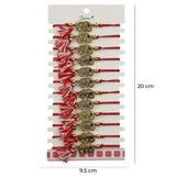 Martisor Bratara cu Ciucure pentru Dama, Jolie, Model Elefant cu Pietre Colorate, Set 12 bucati, Pandativ din Inox, Snur Reglabil, Rosu/Alb - vivimall.ro