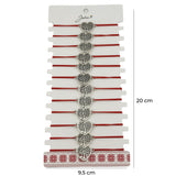 Bratara Martisor pentru Dama, Jolie, Model Copac in Inima, Set 12 bucati, Pandativ Argintiu din Inox cu Snur Rosu Ajustabil - vivimall.ro