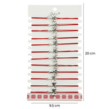Martisor Bratara Elastica cu Pandantiv din Inox, Jolie, pentru Dama, Set 12 bucati, Snur Rosu Textil, Model Libelula - vivimall.ro