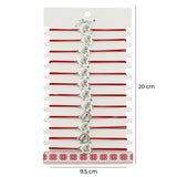 Martisor Bratara Elastica cu Pandantiv din Inox, Jolie, pentru Dama, Set 12 bucati, Snur Rosu Textil, Model Inima Love - vivimall.ro