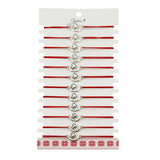 Martisor Bratara Elastica cu Pandantiv din Inox, Jolie, pentru Dama, Set 12 bucati, Snur Rosu Textil, Model Inima Luna - vivimall.ro