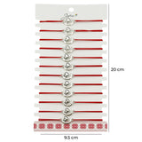 Martisor Bratara Elastica cu Pandantiv din Inox, Jolie, pentru Dama, Set 12 bucati, Snur Rosu Textil, Model Inima Luna - vivimall.ro