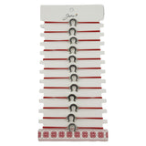 Bratara Martisor pentru Dama, Jolie, Model Potcoava, Set 12 bucati, Pandativ Argintiu din Inox cu Snur Rosu Ajustabil - vivimall.ro