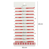 Martisor Bratara Impletita cu Pandantiv din Inox, Jolie, pentru Dama, Set 12 bucati, Snur Rosu Textil, Dimensiune Reglabila, Model Love - vivimall.ro