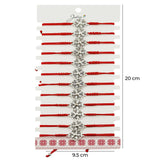 Martisor Bratara Impletita cu Pandantiv din Inox, Jolie, pentru Dama, Set 12 bucati, Snur Rosu Textil, Dimensiune Reglabila, Model Floare - vivimall.ro