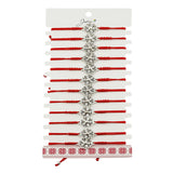 Martisor Bratara Impletita cu Pandantiv din Inox, Jolie, pentru Dama, Set 12 bucati, Snur Rosu Textil, Dimensiune Reglabila, Model Floare - vivimall.ro