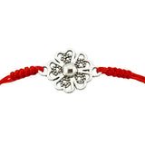 Martisor Bratara Impletita cu Pandantiv din Inox, Jolie, pentru Dama, Set 12 bucati, Snur Rosu Textil, Dimensiune Reglabila, Model Floare - vivimall.ro