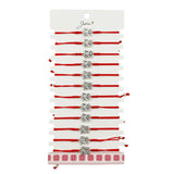 Martisor Bratara Impletita cu Pandantiv din Inox, Jolie, pentru Dama, Set 12 bucati, Snur Rosu Textil, Dimensiune Reglabila, Model Fluture - vivimall.ro