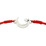 Martisor Bratara Impletita cu Pandantiv din Inox, Jolie, pentru Dama, Set 12 bucati, Snur Rosu Textil, Dimensiune Reglabila, Model Luna Stea - vivimall.ro