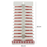 Bratara Martisor pentru Dama, Jolie, Model Trifoi in Contur, Set 12 bucati, Pandativ Argintiu din Inox cu Snur Rosu Ajustabil - vivimall.ro