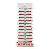 Bratara Martisor pentru Dama, Jolie, Model Copac in Inima, Set 12 bucati, Pandativ Argintiu din Inox cu Snur Rosu Ajustabil - vivimall.ro