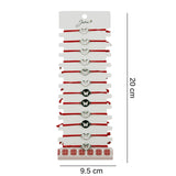 Bratara Martisor pentru Dama, Jolie, Model Fluture in Cerc, Set 12 bucati, Pandativ Argintiu din Inox cu Snur Rosu Ajustabil - vivimall.ro