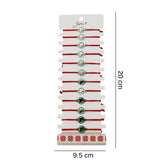Bratara Martisor pentru Dama, Jolie, Model Trifoi cu Inima, Set 12 bucati, Pandativ Argintiu din Inox cu Snur Rosu Ajustabil - vivimall.ro