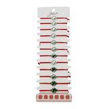 Bratara Martisor pentru Dama, Jolie, Model Trifoi cu Inima, Set 12 bucati, Pandativ Argintiu din Inox cu Snur Rosu Ajustabil - vivimall.ro