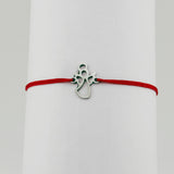 Bratara Martisor pentru Dama, Jolie, Model Inger, Set 12 bucati, Pandativ Argintiu din Inox cu Snur Rosu Ajustabil - vivimall.ro