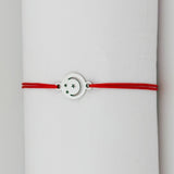 Bratara Martisor pentru Dama, Jolie, Model Luna in Cerc, Set 12 bucati, Pandativ Argintiu din Inox cu Snur Rosu Ajustabil - vivimall.ro