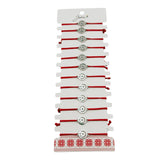 Bratara Martisor pentru Dama, Jolie, Model Luna in Cerc, Set 12 bucati, Pandativ Argintiu din Inox cu Snur Rosu Ajustabil - vivimall.ro