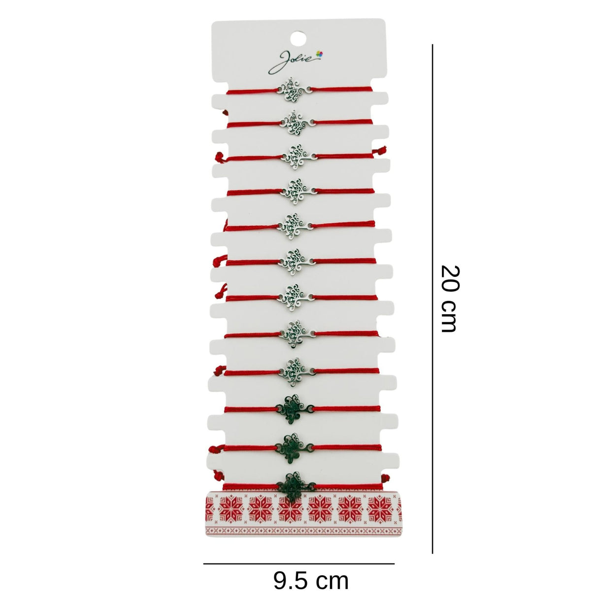 Bratara Martisor pentru Dama, Jolie, Model Copacul Vietii, Set 12 bucati, Pandativ Argintiu din Inox cu Snur Rosu Ajustabil - vivimall.ro