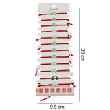 Bratara Martisor pentru Dama, Jolie, Model Semiluna, Set 12 bucati, Pandativ Argintiu din Inox cu Snur Rosu Ajustabil - vivimall.ro