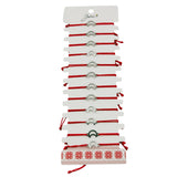 Bratara Martisor pentru Dama, Jolie, Model Semiluna, Set 12 bucati, Pandativ Argintiu din Inox cu Snur Rosu Ajustabil - vivimall.ro
