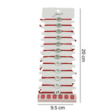 Bratara Martisor pentru Dama, Jolie, Model Talpi in Cerc, Set 12 bucati, Pandativ Argintiu din Inox cu Snur Rosu Ajustabil - vivimall.ro