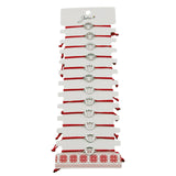 Bratara Martisor pentru Dama, Jolie, Model Inger in Cerc, Set 12 bucati, Pandativ Argintiu din Inox cu Snur Rosu Ajustabil - vivimall.ro