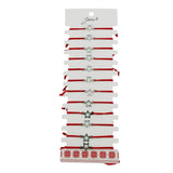 Bratara Martisor pentru Dama, Jolie, Model Stea, Set 12 bucati, Pandativ Argintiu din Inox cu Snur Rosu Ajustabil - vivimall.ro