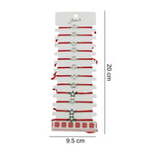 Bratara Martisor pentru Dama, Jolie, Model Stea, Set 12 bucati, Pandativ Argintiu din Inox cu Snur Rosu Ajustabil - vivimall.ro