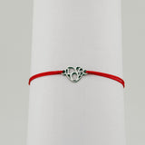 Bratara Martisor pentru Dama, Jolie, Model Inima Love, Set 12 bucati, Pandativ Argintiu din Inox cu Snur Rosu Ajustabil - vivimall.ro