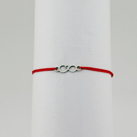 Bratara Martisor pentru Dama, Jolie, Model Infinit, Set 12 bucati, Pandativ Argintiu din Inox cu Snur Rosu Ajustabil - vivimall.ro
