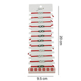 Bratara Martisor pentru Dama, Jolie, Model Infinit, Set 12 bucati, Pandativ Argintiu din Inox cu Snur Rosu Ajustabil - vivimall.ro