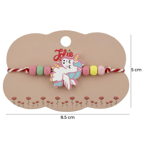 Bratara Martisor pentru Copii, Jolie, Pandativ Unicorn, cu Margele Multicolore, Snur Alb/Rosu, Alb/Roz - vivimall.ro